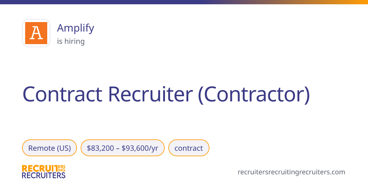 Contract Recruiter (Contractor) at Amplify (Remote (US)) · Recruiters ...