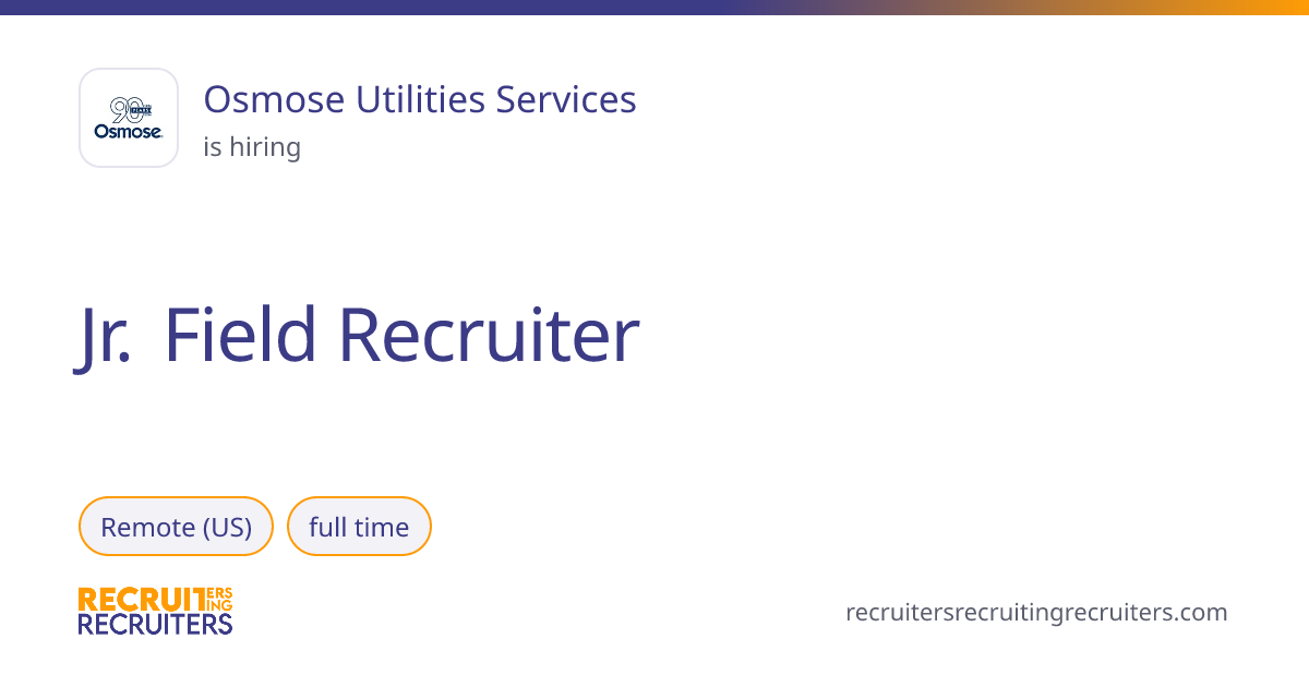 Jr. Field Recruiter at Osmose Utilities Services (Remote (US ...