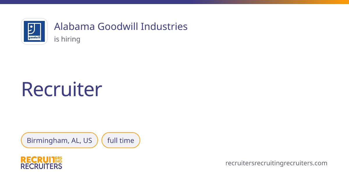 Recruiter at Alabama Goodwill Industries (Birmingham, AL, US ...