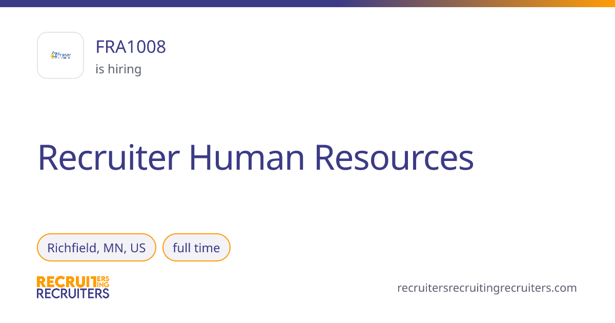 Recruiter Human Resources at FRA1008 (Richfield, MN, US) · Recruiters ...